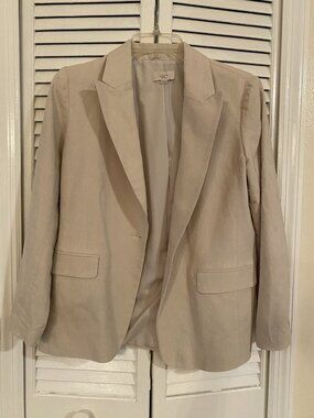 Loft Blazer Women 2P Petite Beige One Button Long Sleeve Career Business Casual